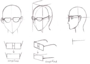 how to draw anime glasses